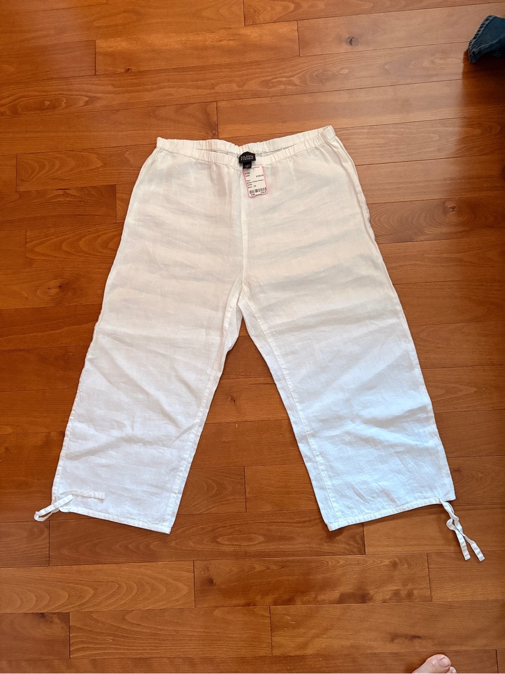 Eileen Fisher White Linen Cropped Pants